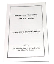 1963-1963 Corvette Instructions. Radio Am/Fm - CA-0376-Corvette-Store-Online