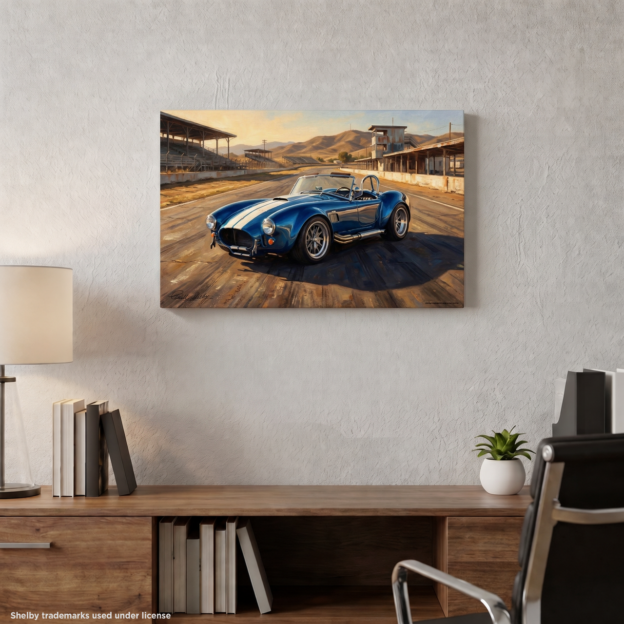 Carroll Shelby Blue Cobra 427 Open-Top Roadster Racetrack Canvas Wall Art