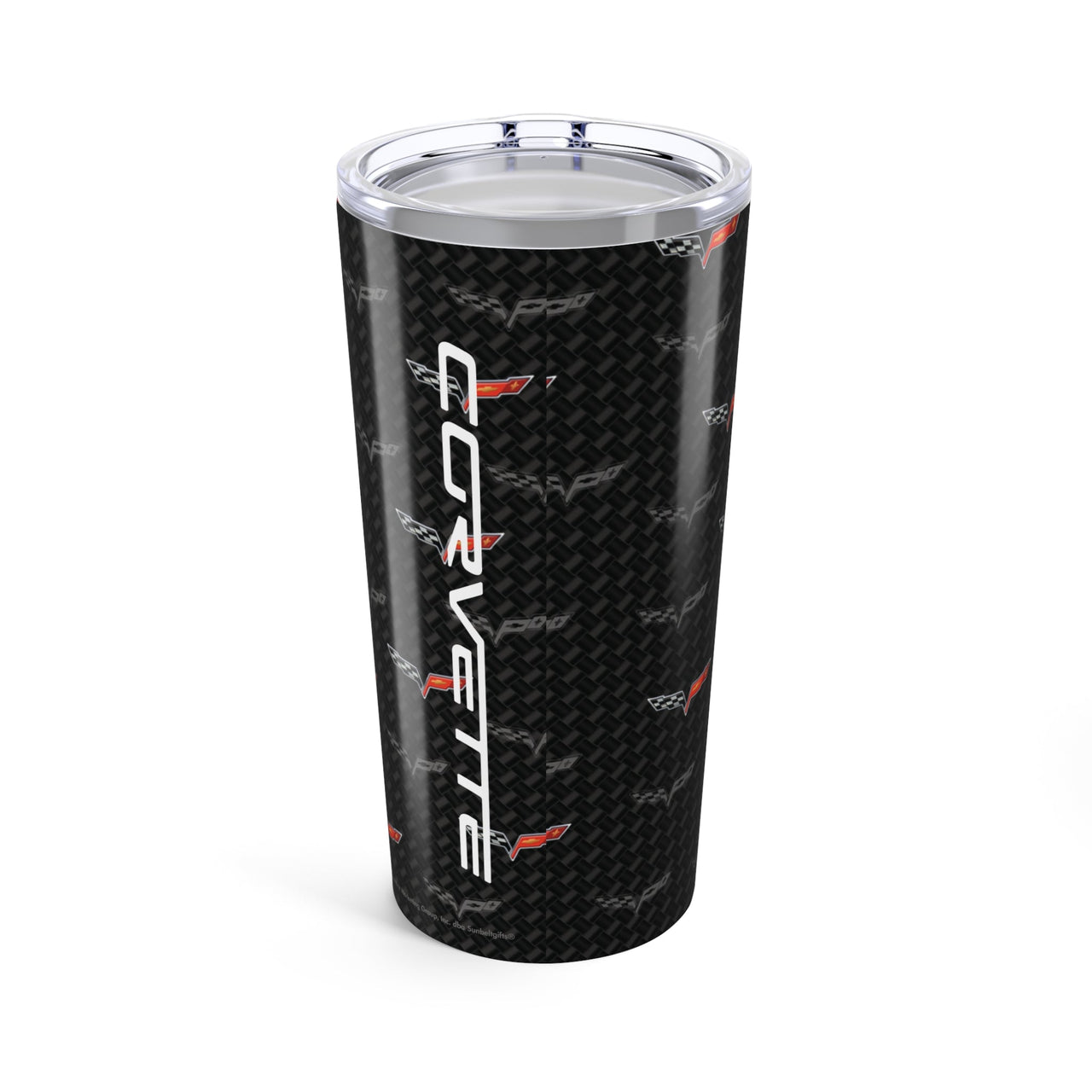 Corvette C6 Logo Toss  Pattern Carbon Tumbler 20oz | Retro Car Lover Travel Cup, Gift for Him, Car Enthusiast, Father's Day, Road Trip