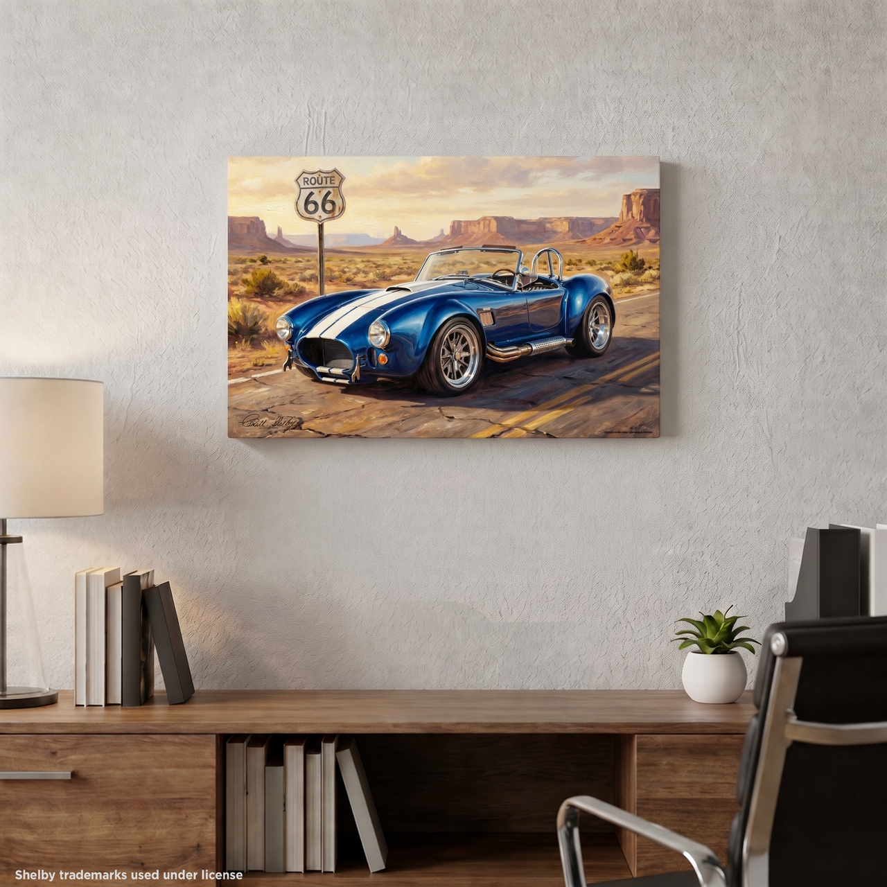 Carroll Shelby Blue Cobra 427 Open-Top Roadster Desert Mountains Canvas Wall Art