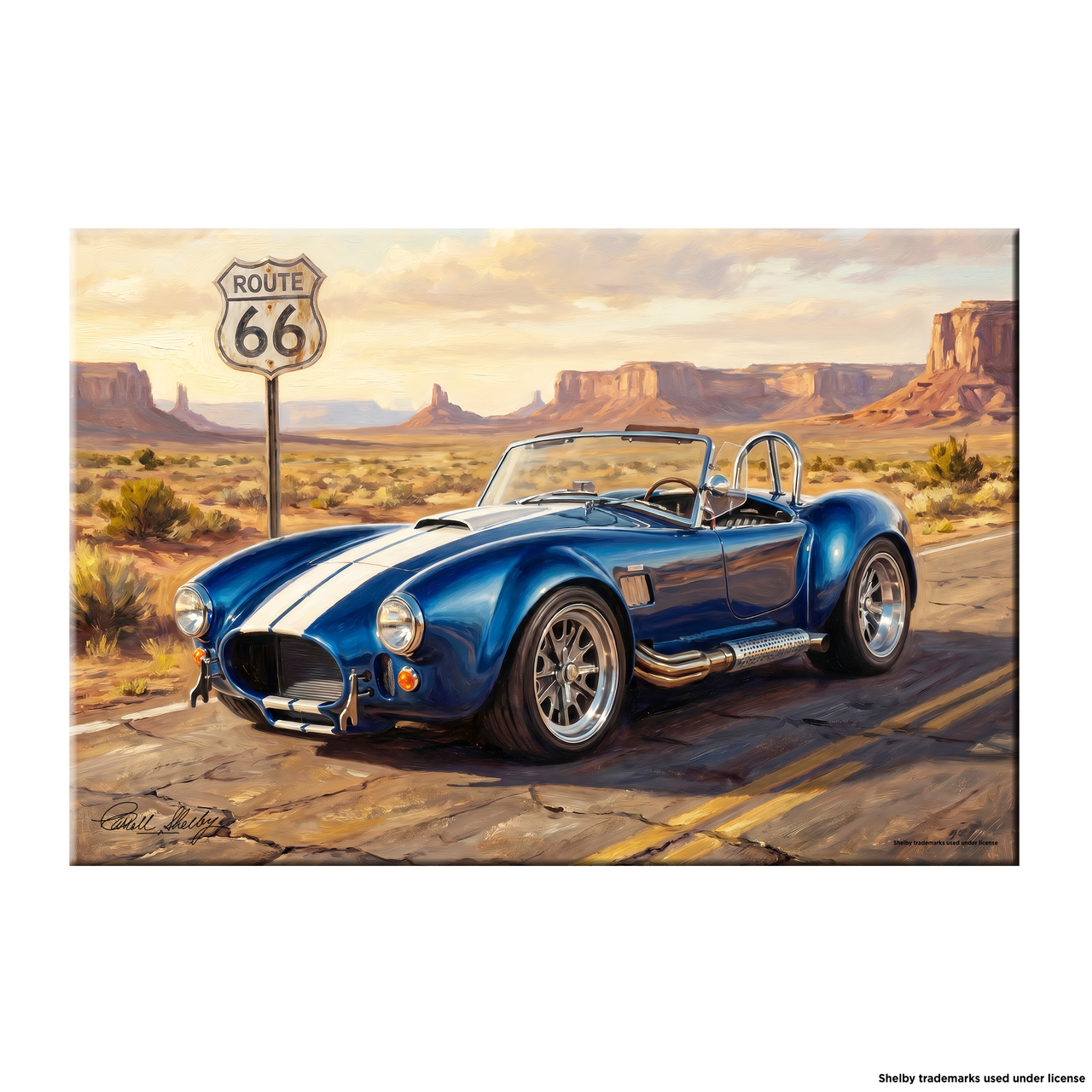 Carroll Shelby Blue Cobra 427 Open-Top Roadster Desert Mountains Canvas Wall Art