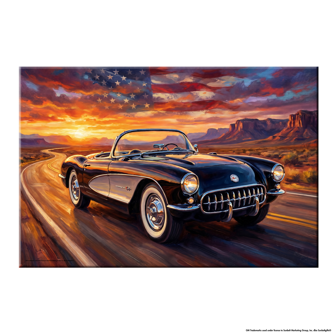 Corvette C1 Black C1 Americana Highway Canvas Wall Art