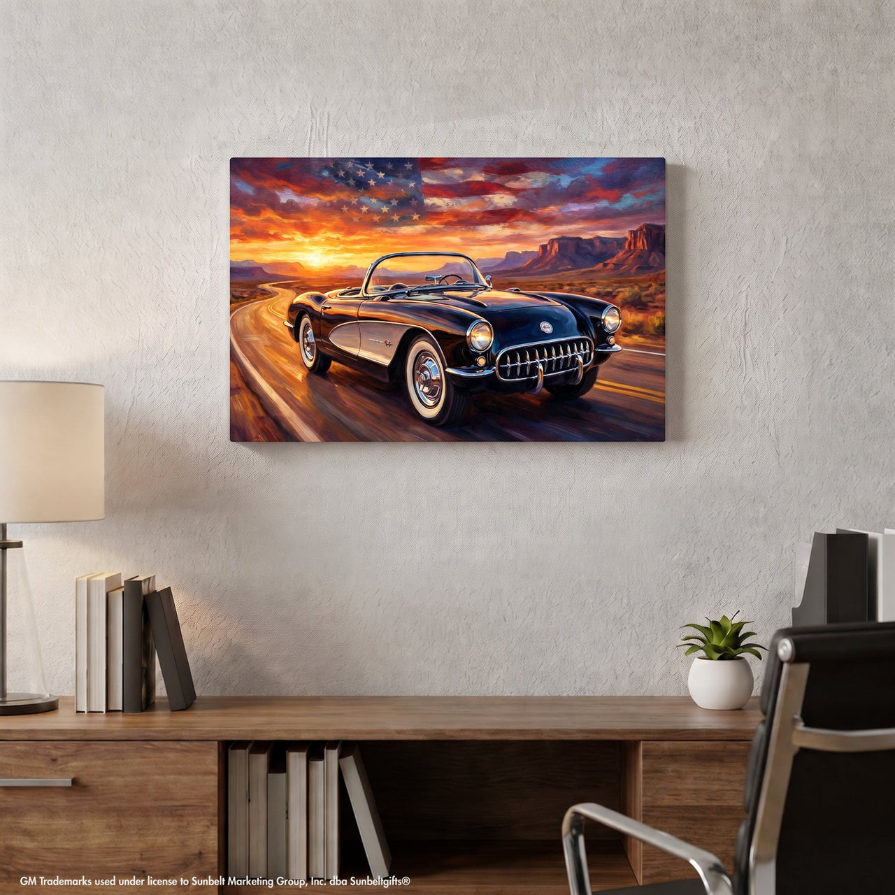 Corvette C1 Black C1 Americana Highway Canvas Wall Art