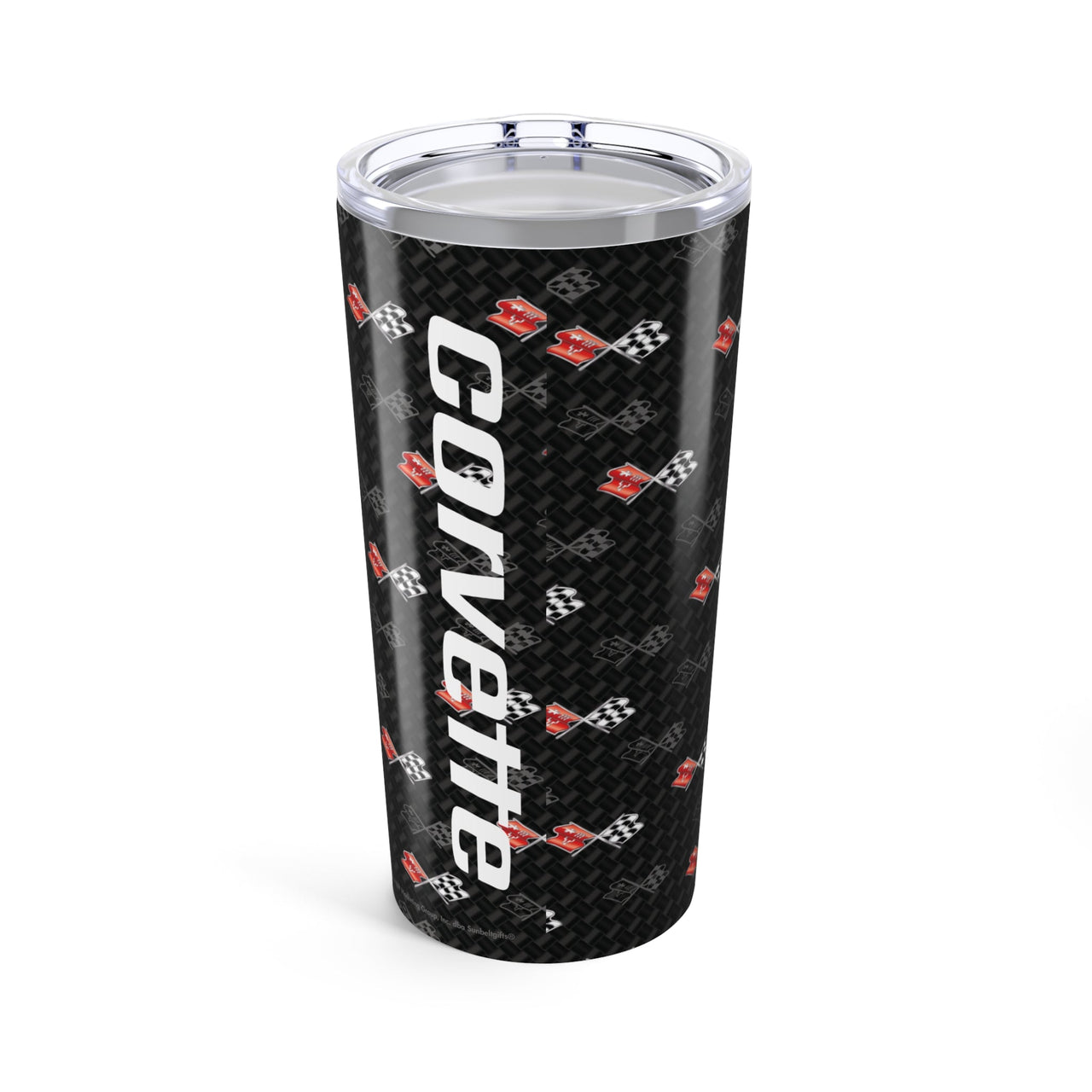 Corvette C3 Logo Toss  Pattern Carbon Tumbler 20oz | Retro Car Lover Travel Cup, Gift for Him, Car Enthusiast, Father's Day, Road Trip