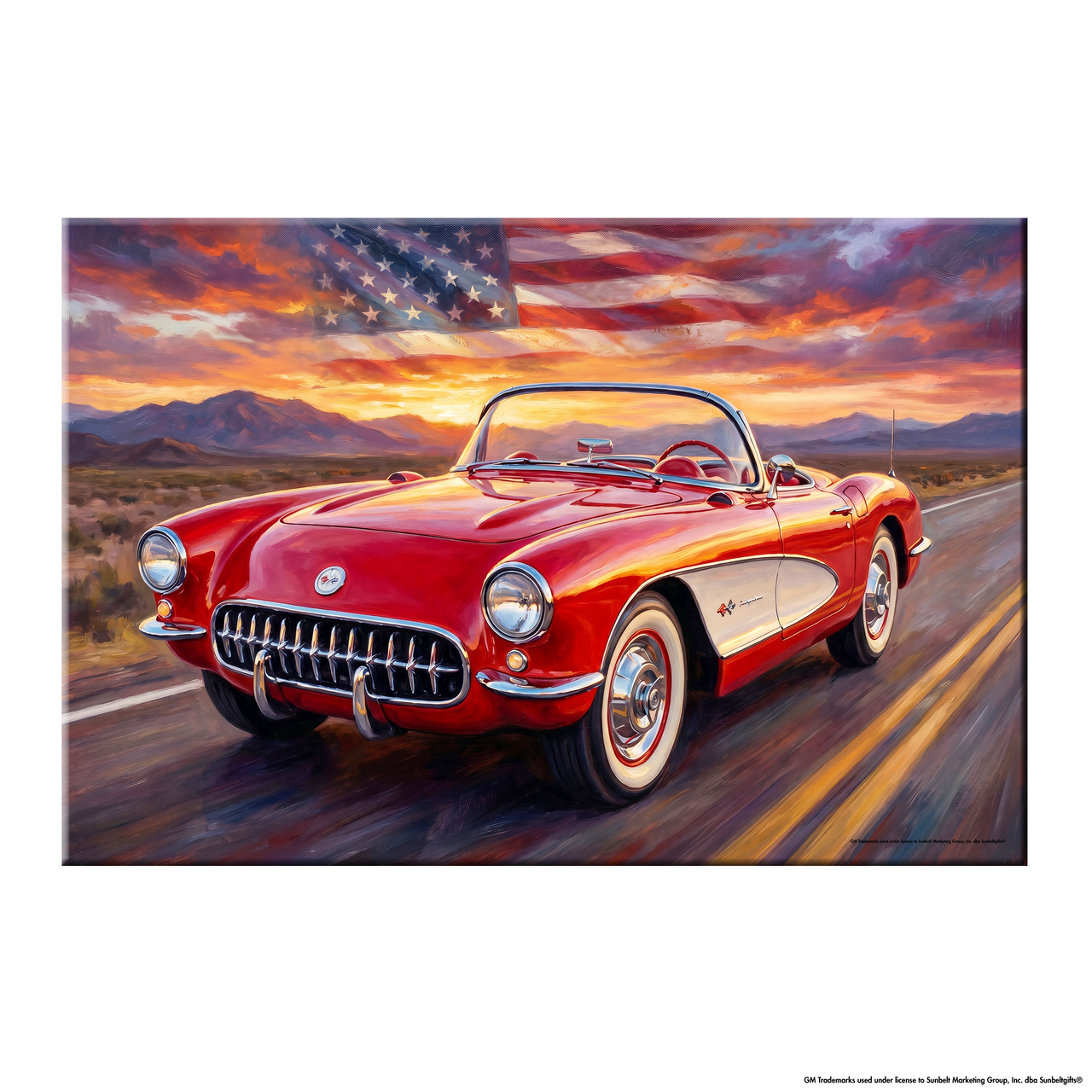 Corvette C1 Red C1 Americana Highway Canvas Wall Art