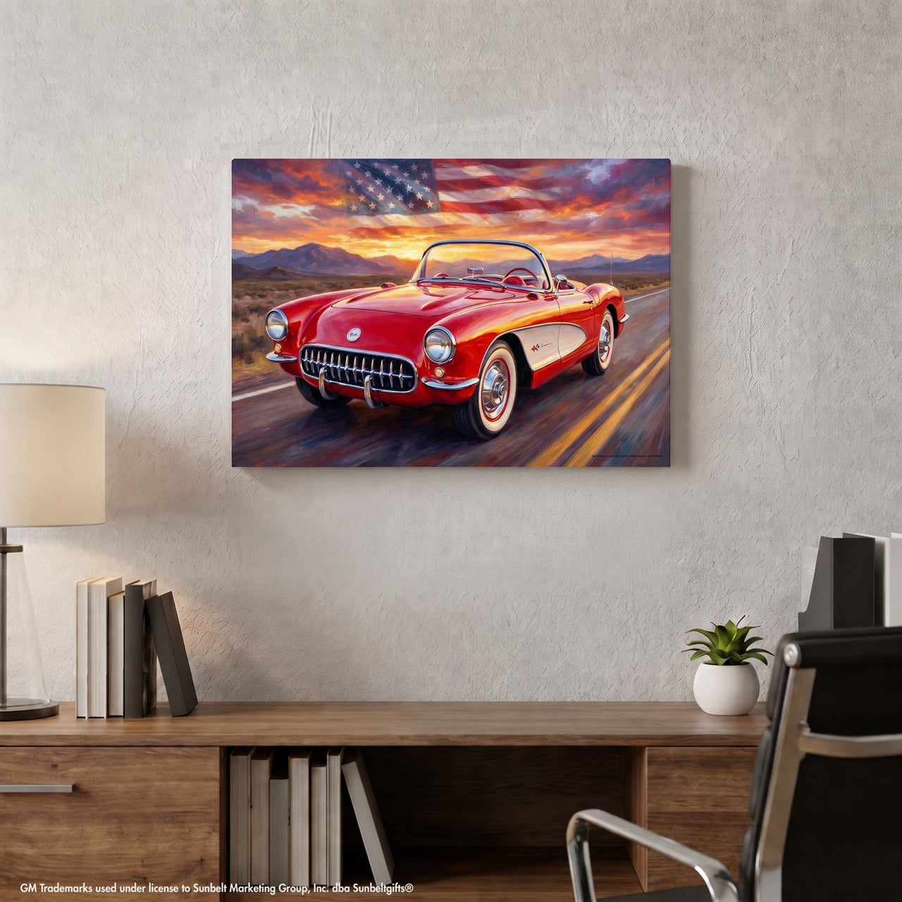Corvette C1 Red C1 Americana Highway Canvas Wall Art