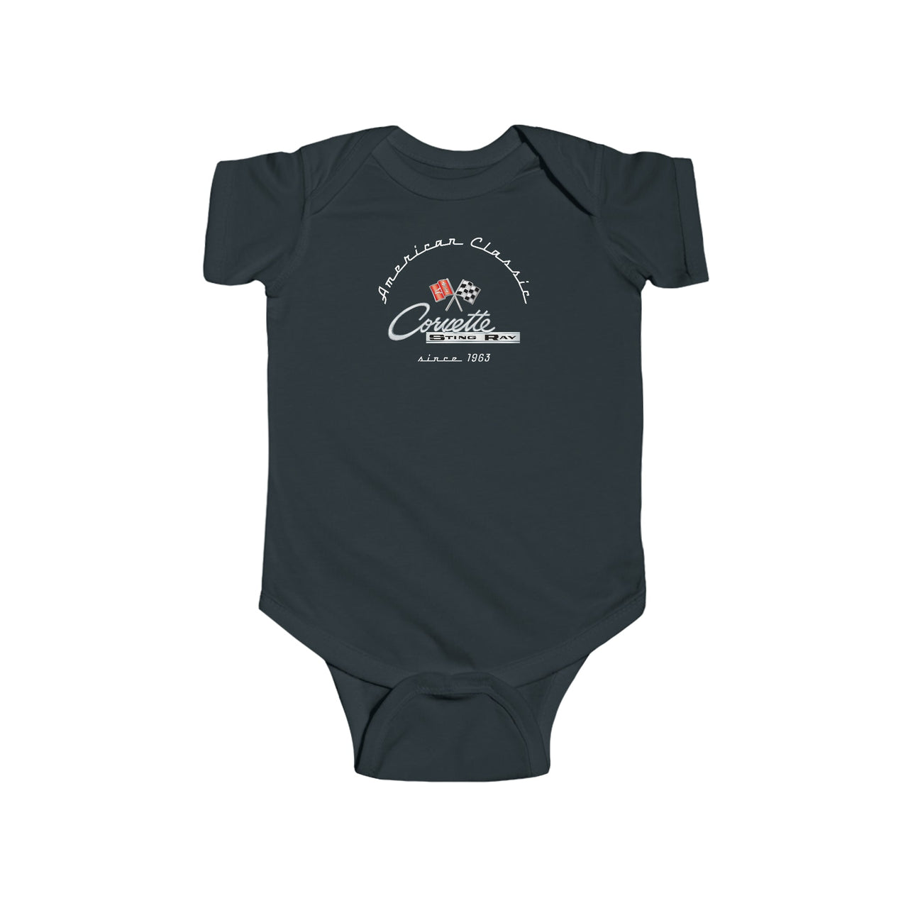 C2 Corvette Baby Short Sleeve Snap Bottom One Piece Fine Jersey Bodysuit
