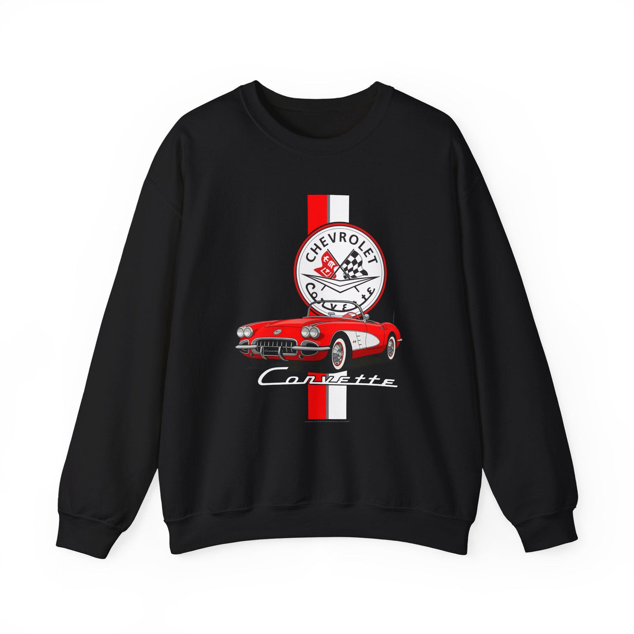 C1 Corvette Vertical Stripe Emblem Cotton Blend Sweatshirt – Legends of the Road, Perfect for the Corvette Fan