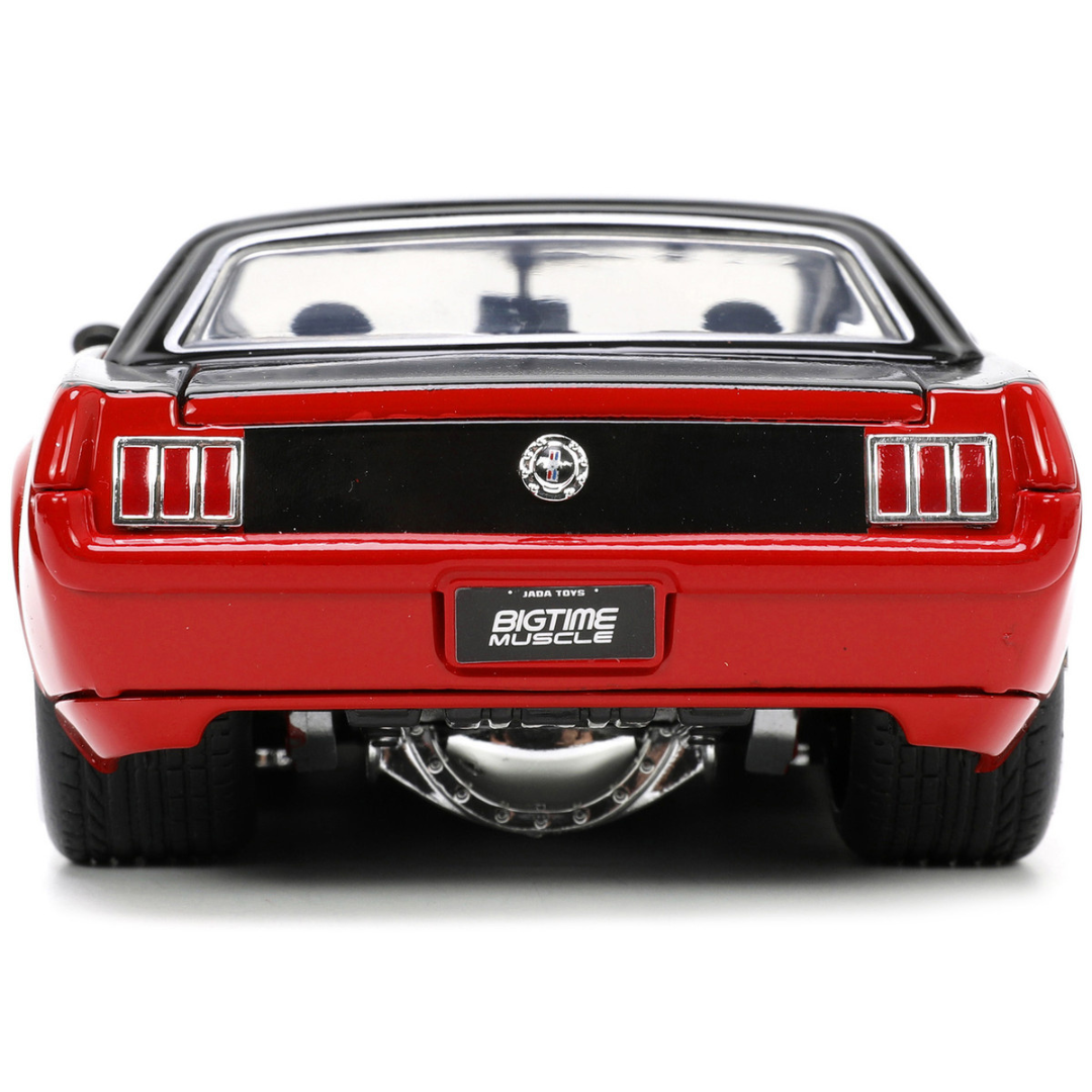 1965-ford-mustang-custom-red-and-black-1-24-diecast-model-car-by-jada