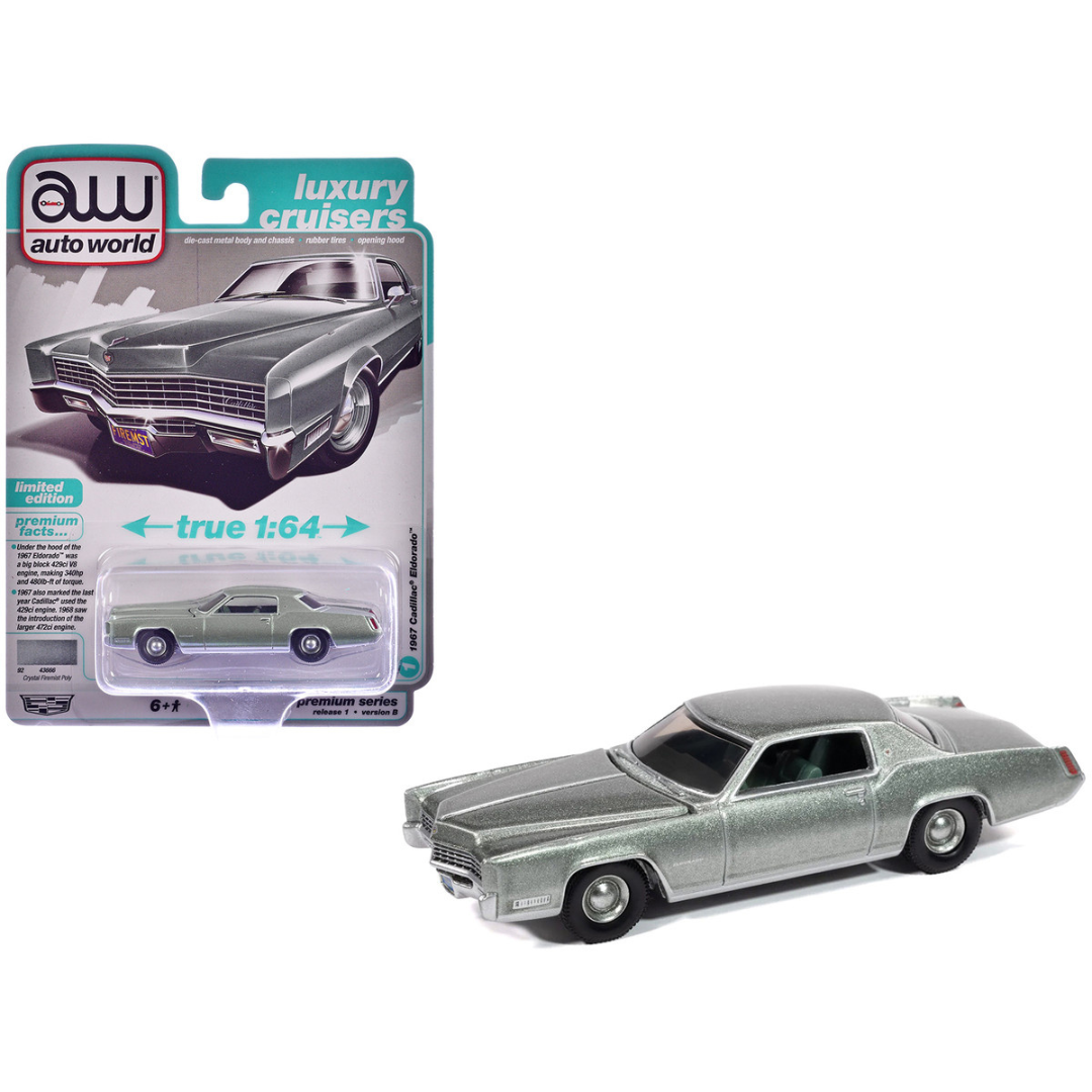 1967 Cadillac Eldorado Crystal Firemist Metallic with Green Interior "Luxury Cruisers" Series 1/64 Diecast Model Car