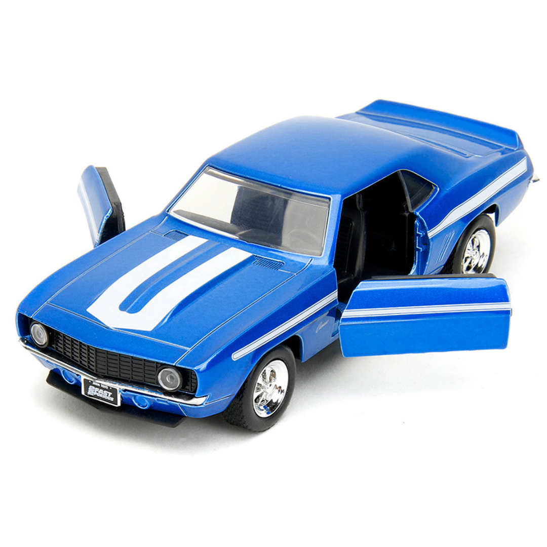 1969 Chevrolet Camaro Blue Metallic with White Stripes "2 Fast 2 Furious" (2003) Movie "Fast & Furious" Series 1/32 Diecast Model Car