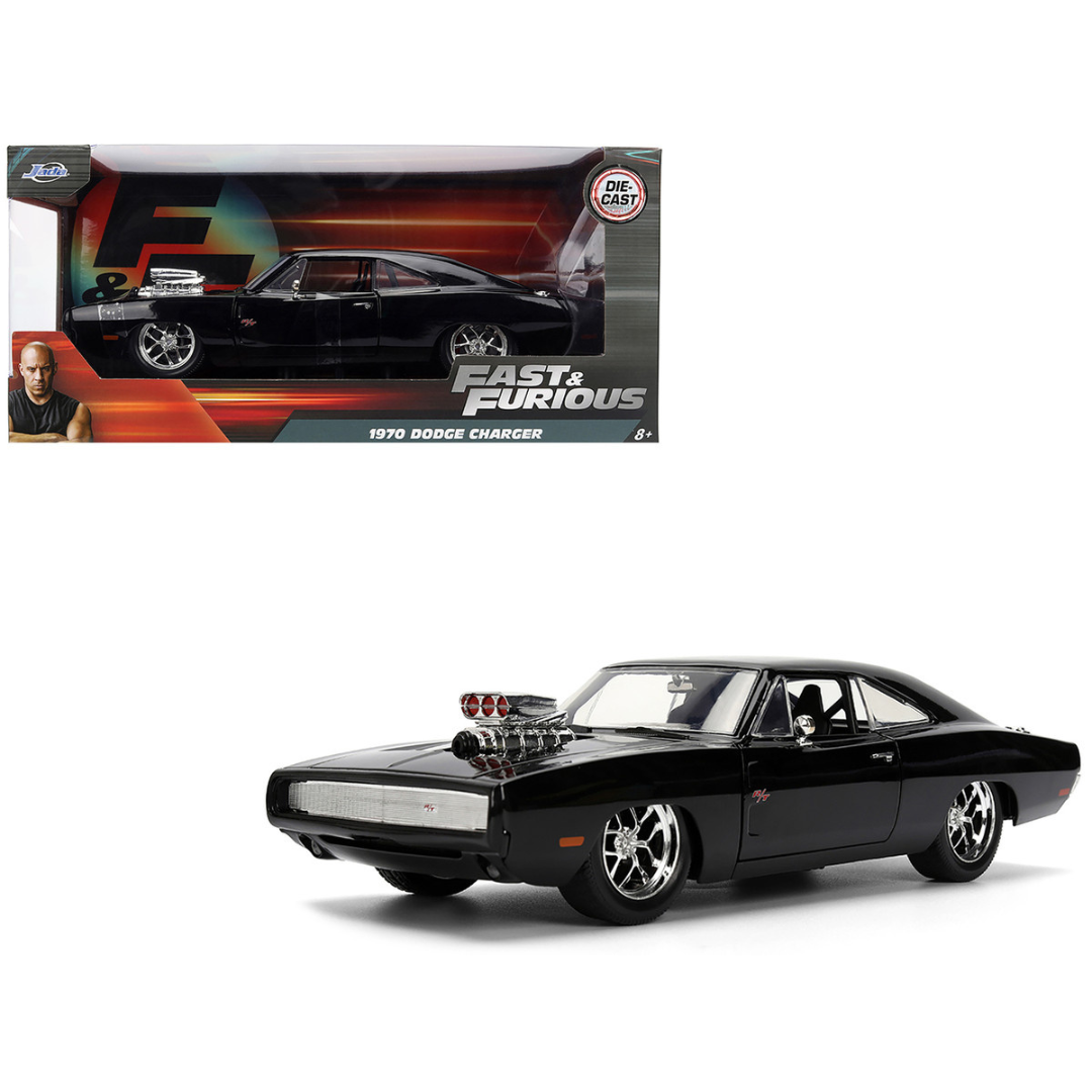 1970 Dodge Charger R/T Black "Furious 7" (2015) Movie "Fast & Furious" Series 1/24 Diecast Model Car