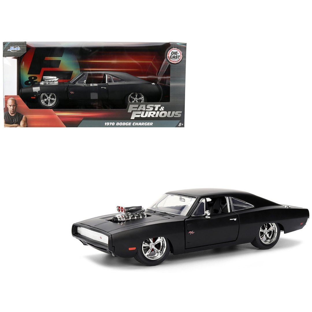1970 Dodge Charger R/T Matt Black "Fast & Furious" (2009) Movie "Fast & Furious" Series 1/24 Diecast Model Car