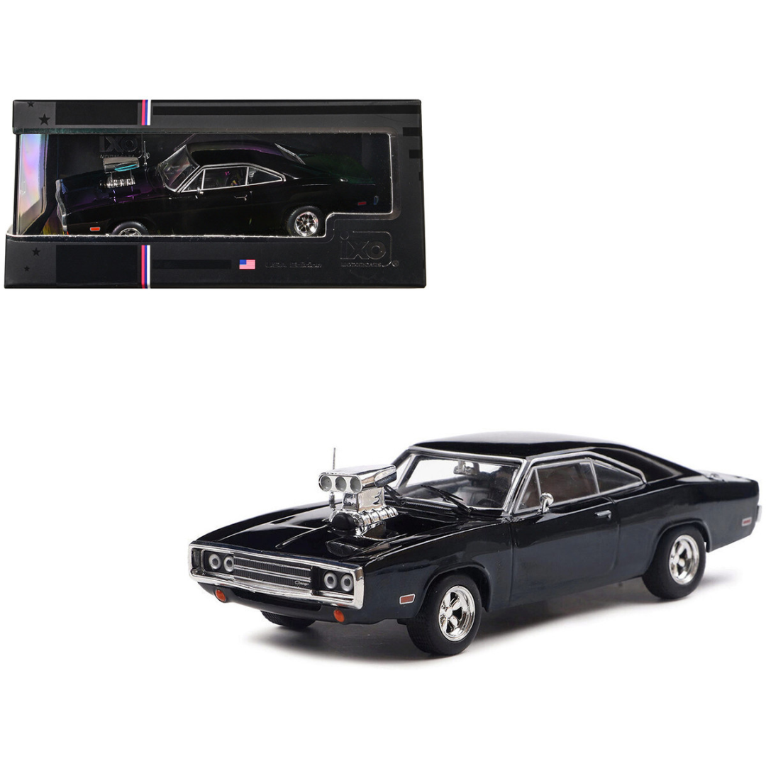 1970 Dodge Charger with Blown Engine Black 1/43 Diecast Model