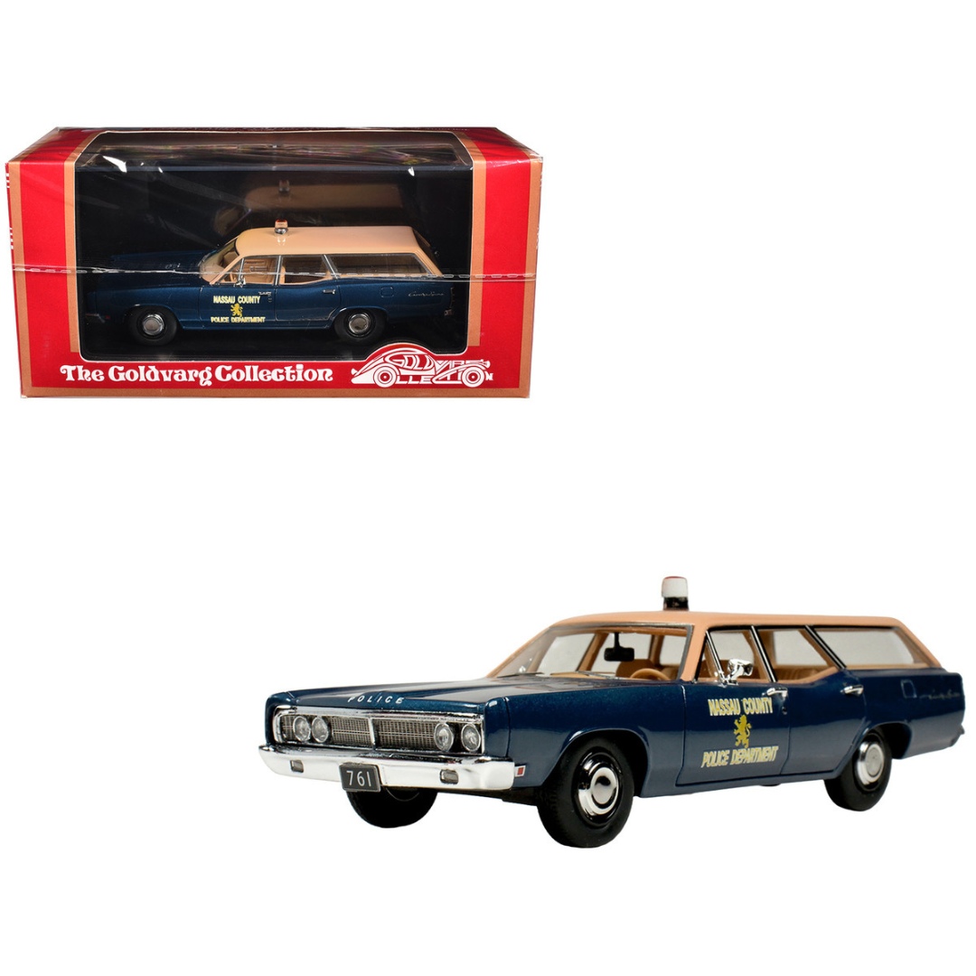 1970 Ford Country Squire Wagon Police Car "Nassau County Police Department" Blue and Tan Limited Edition to 200 pieces Worldwide 1/43 Model Car