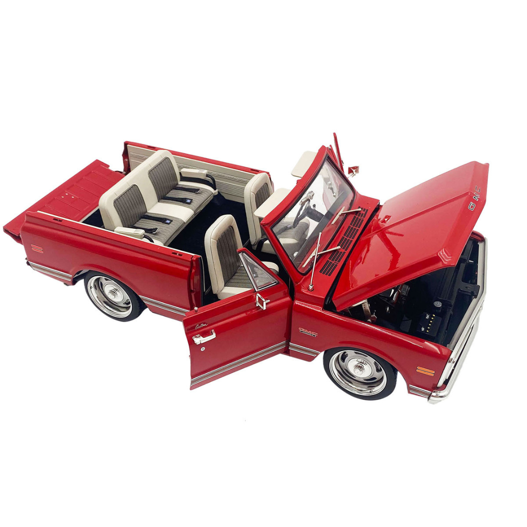 1970 GMC Jimmy Red Metallic with White Top "Slammed Custom" Limited Edition to 402 pieces Worldwide 1/18 Diecast Model Car