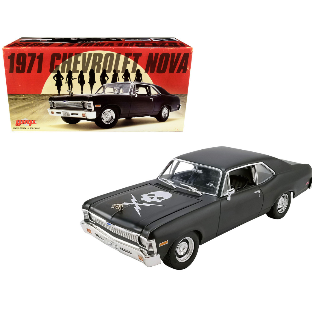 1971 Chevrolet Nova Matt Black "Death Proof" (2007) Movie Limited Edition to 792 pieces Worldwide 1/18 Diecast Model Car