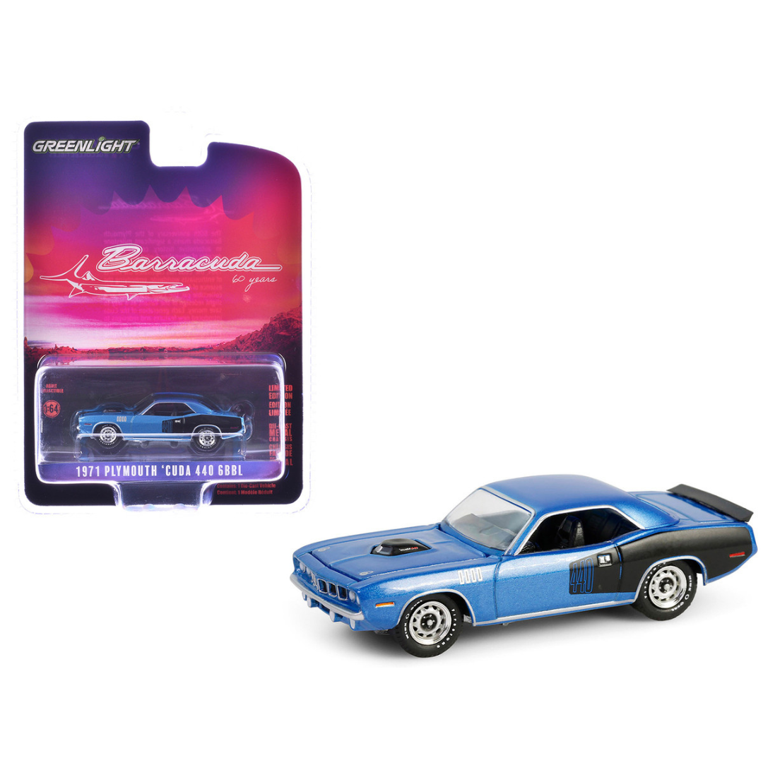 1971 Plymouth Barracuda 440 6bbl B5 Blue Metallic "Barracuda 60th Anniversary" "Anniversary Collection" Series 17 1/64 Diecast Model Car