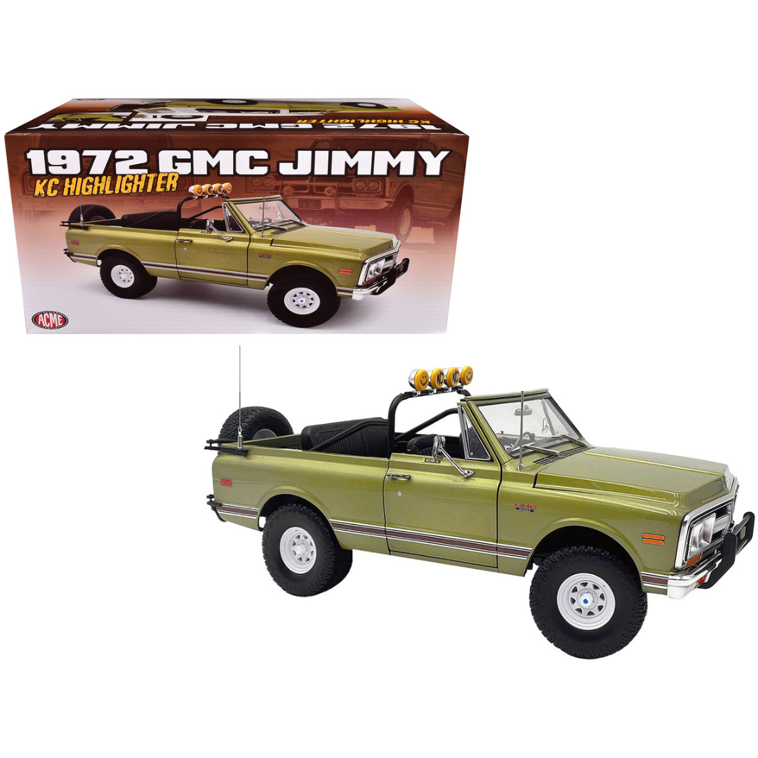 1972 GMC Jimmy Olive Metallic with White Top "KC Highlighter" Limited Edition to 300 pieces Worldwide 1/18 Diecast Model Car