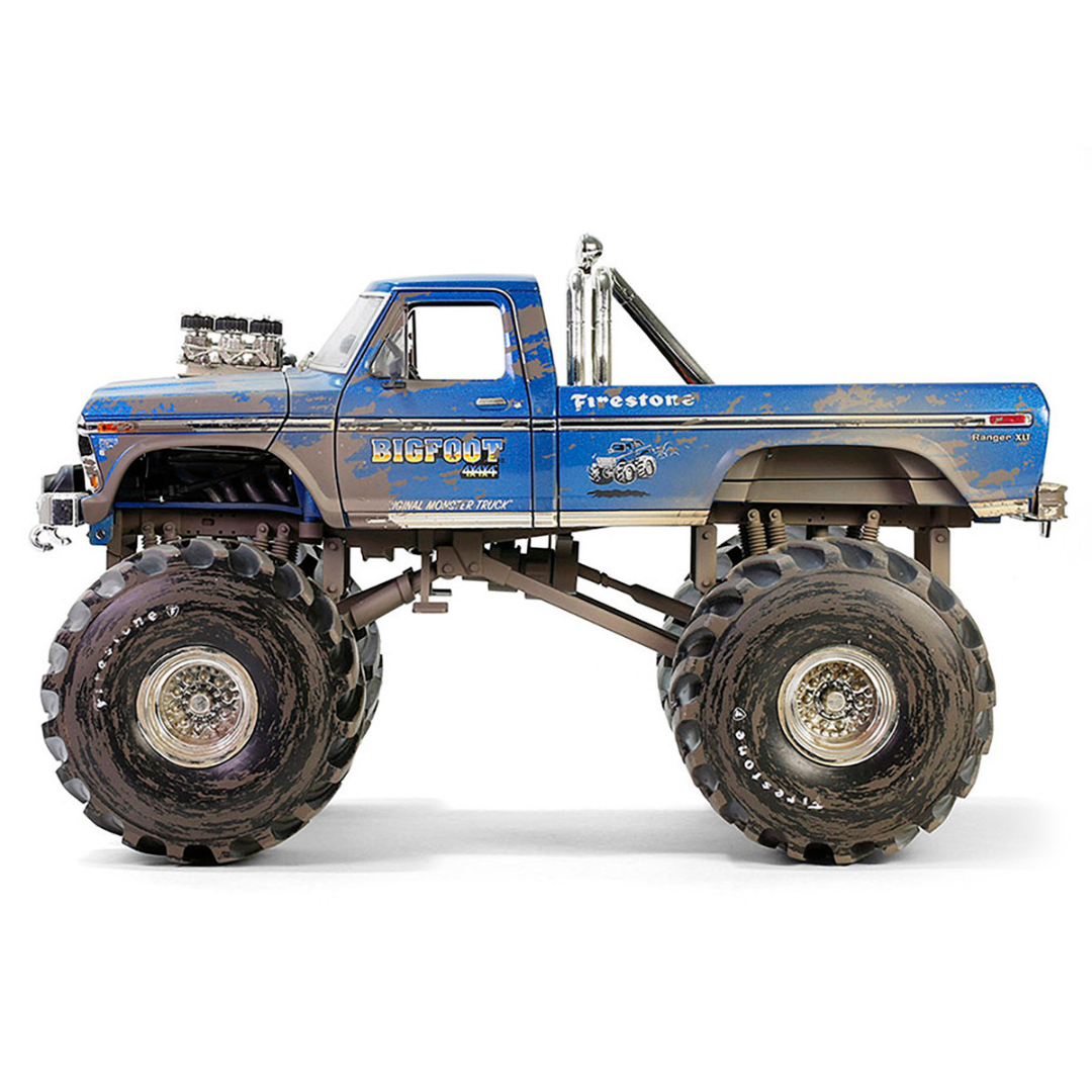 1974 Ford F-250 Monster Truck with 66-Inch Tires Blue "Bigfoot #1" (Dirty Version) "Kings of Crunch" Series 1/18 Diecast Model Car