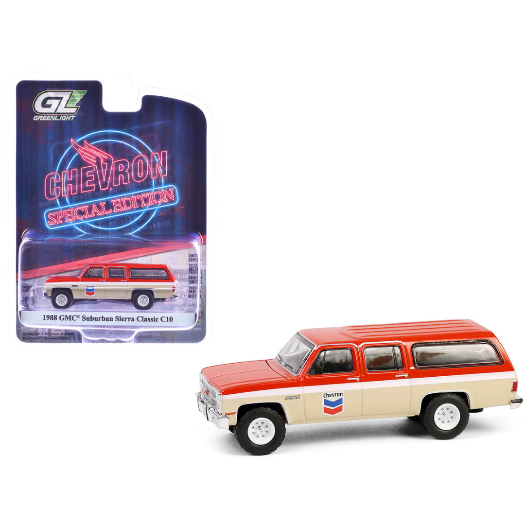 1988 GMC Suburban Sierra Classic C10 "Chevron" Orange and Beige with White Stripes "Chevron Special Edition" Series 1 1/64 Diecast Model Car