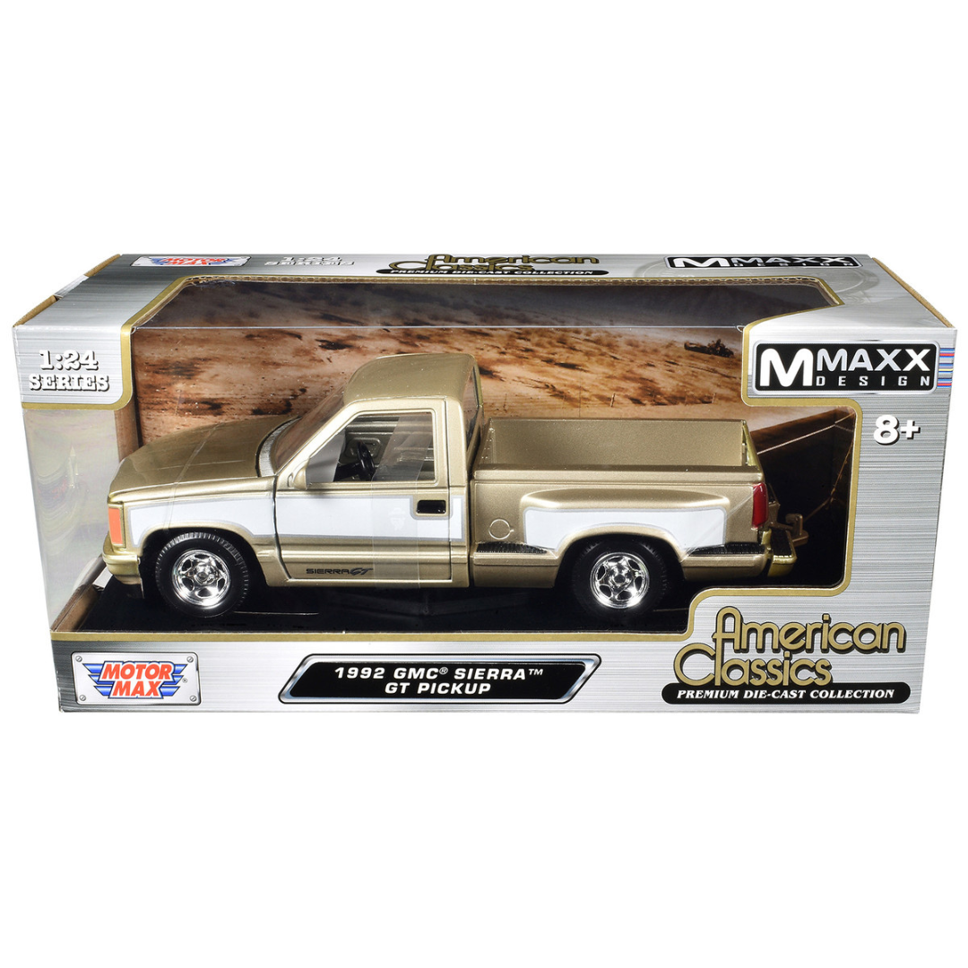 1992 GMC Sierra GT Pickup Truck Gold Metallic with White Sides "American Classics" Series 1/24 Diecast Model Car