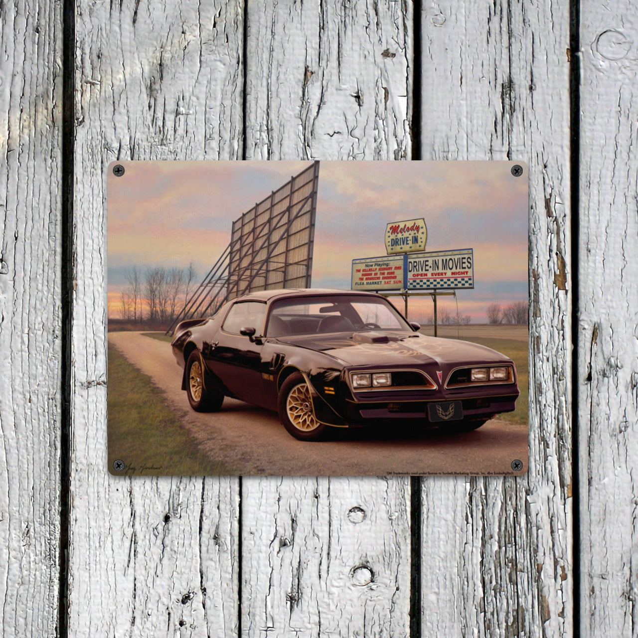 1977 Pontiac Trans Am Tin Sign – 16"x12" Vintage Tin Sign Wall Art by Greg Giordano – Classic Muscle Car Decor for Garage, Man Cave, Bar, or Home