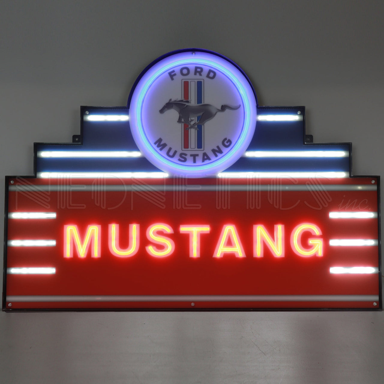 ART DECO MARQUEE MUSTANG LED FLEX-NEON SIGN IN STEEL CAN