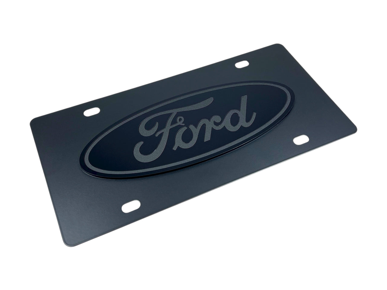 Ford Oval Blacked Out Carbon Steel License Plate