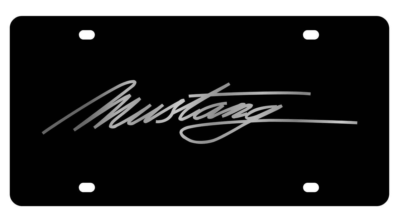 Ford Mustang Script Carbon Steel license Plate