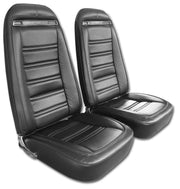 1970-1971 Corvette Driver Leather Seat Covers Black Leather/Vinyl - CA-480720-Corvette-Store-Online