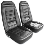 1975-1975 Corvette Mounted Seats Driver Black Leather Vinyl With Shoulder Harness - CA-481020MS-Corvette-Store-Online