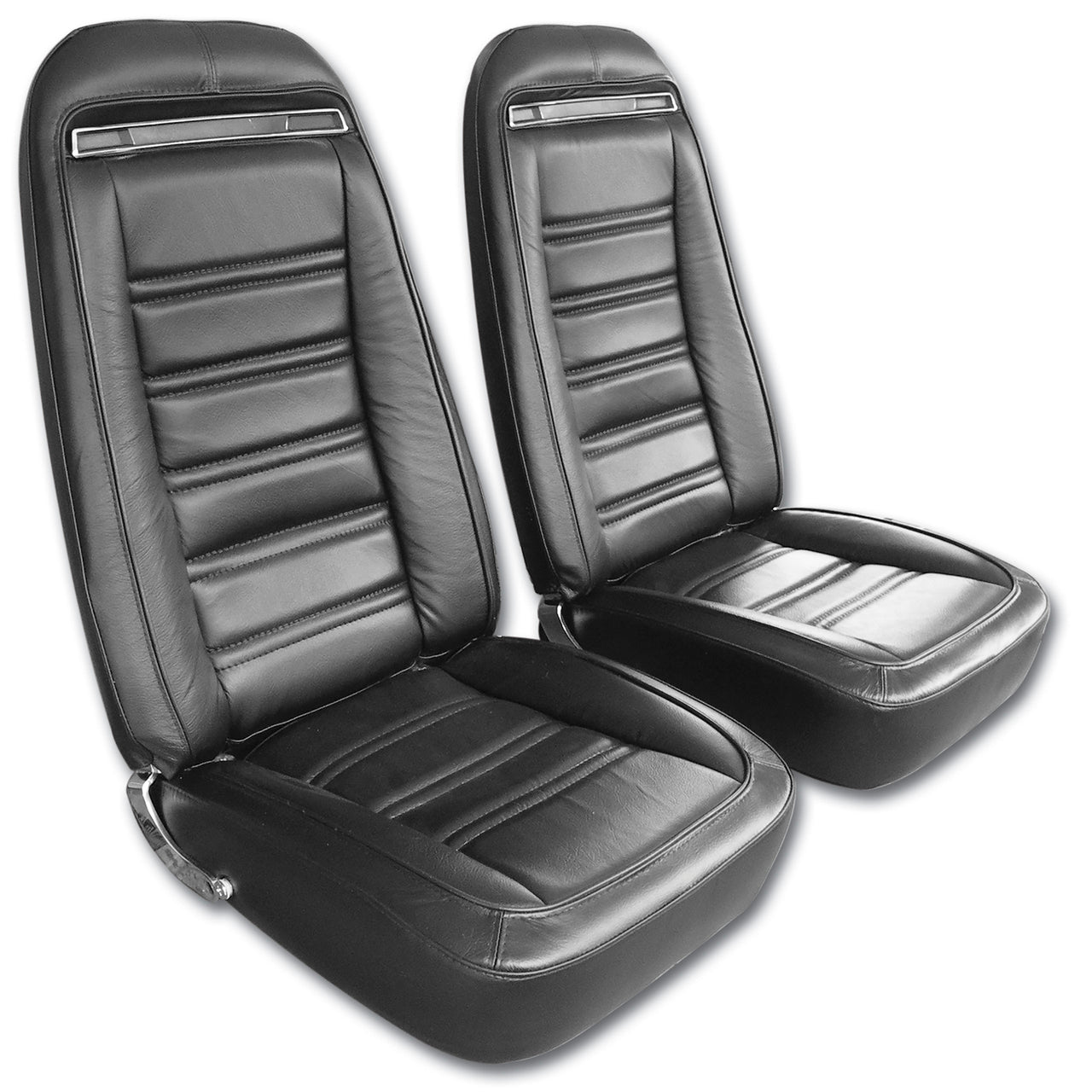 1975-1975 Corvette Driver Leather Seat Covers Black Leather/Vinyl - CA-481020-Corvette-Store-Online