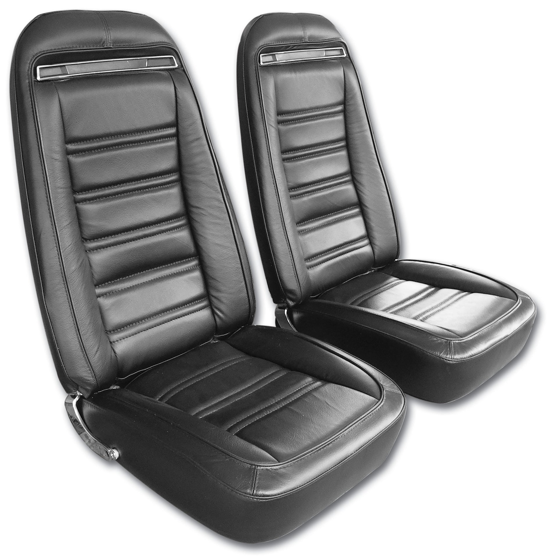 1975-1975 Corvette Mounted Seats Driver Black 100% Leather Without Shoulder Harness - CA-484620M-Corvette-Store-Online