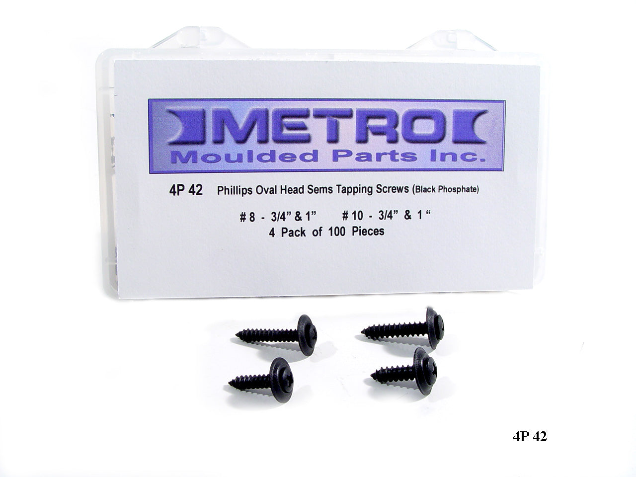 4P 42 Phillips Oval Head Sems Tapping Screws Black Phosphate