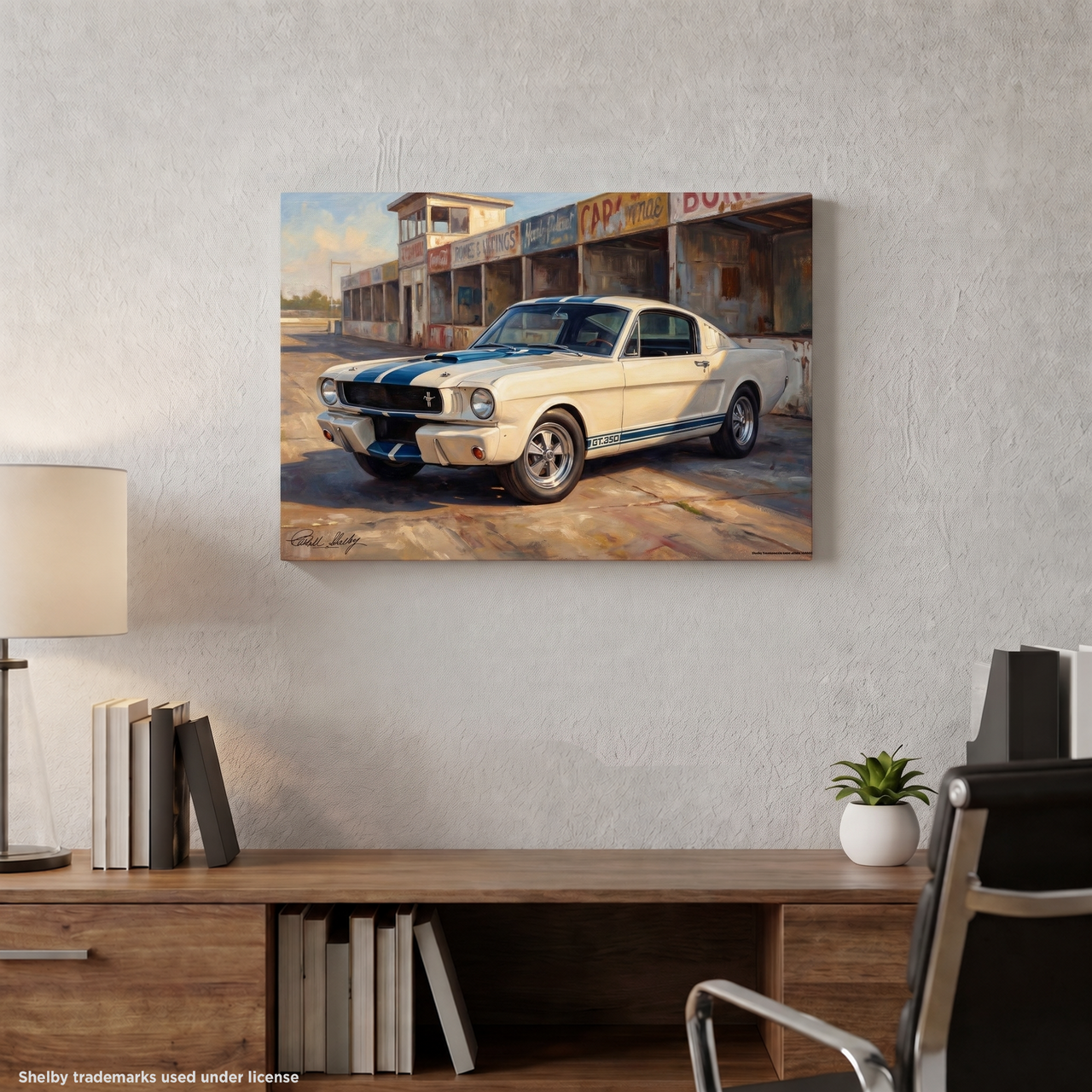 Carroll Shelby White GT350 Sports Coupe Racing Booth Canvas Wall Art