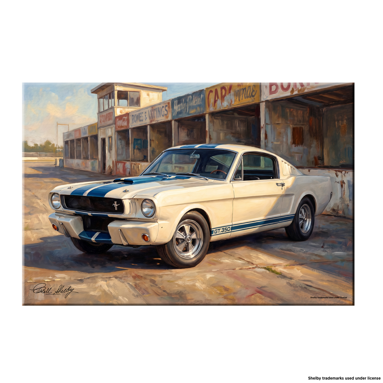 Carroll Shelby White GT350 Sports Coupe Racing Booth Canvas Wall Art