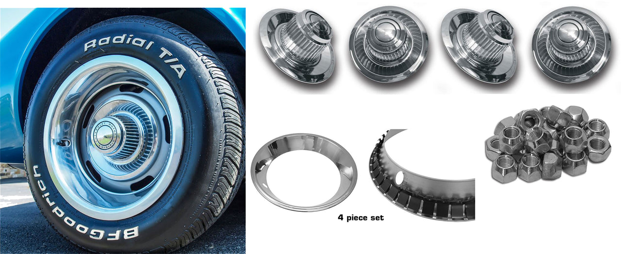1968-1982 Corvette 15x8 Rally Wheel & Tire Package W/225/70/15 BF Goodrich Radial T/A Tires - CA-58972-Corvette-Store-Online