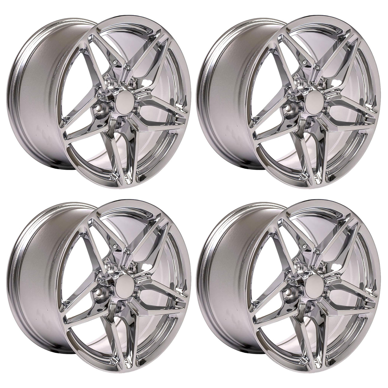 1988-1996 Corvette C7 ZR1 Style Chrome Wheel Set Staggered 17X95 & 17X11 - CA-60642-Corvette-Store-Online