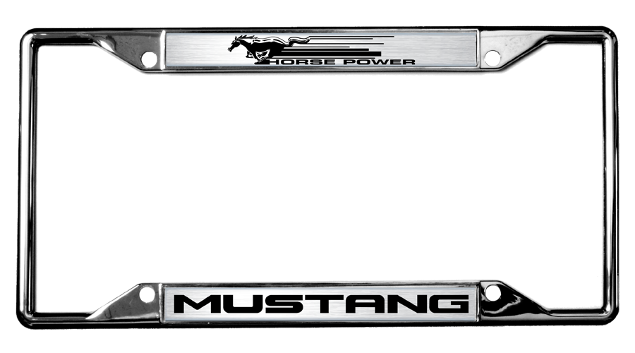 Ford Mustang Horse Power Chrome License Plate Frame