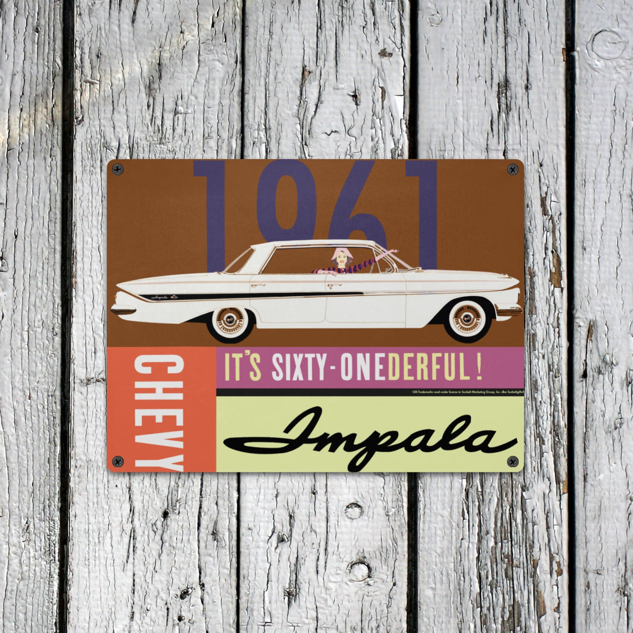 Chevrolet 1961 Impala 12"x16" Tin Sign – Classic Vintage Car Wall Art,  Classic Muscle Car Decor for Garage, Man Cave, Bar, or Home