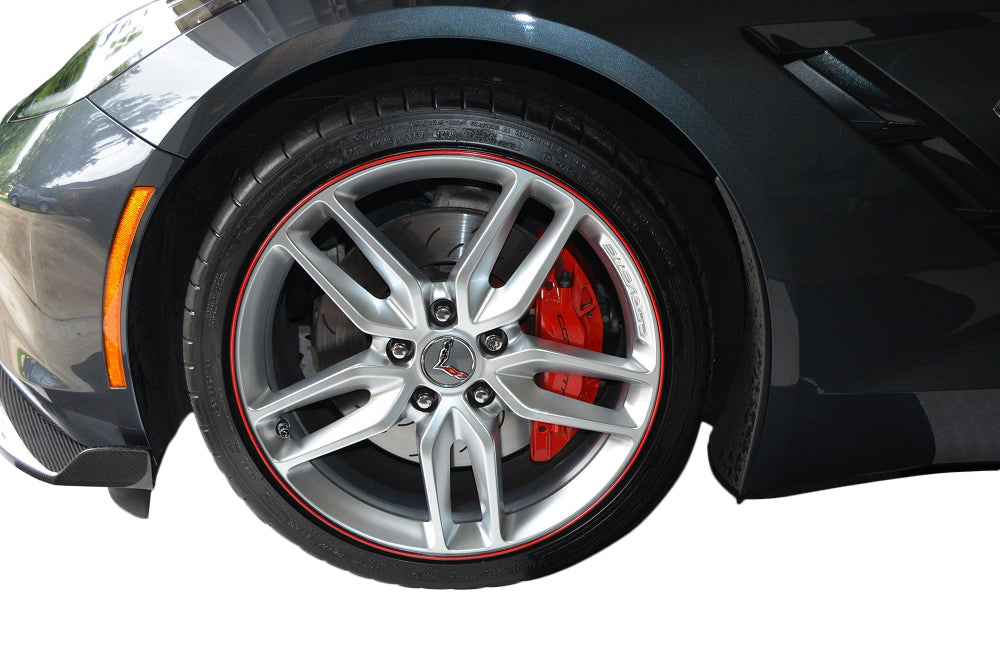 1997-2023 Corvette Colored Wheel Bands Kit - Torch Red Holder/Black Insert - CA-75394-Corvette-Store-Online