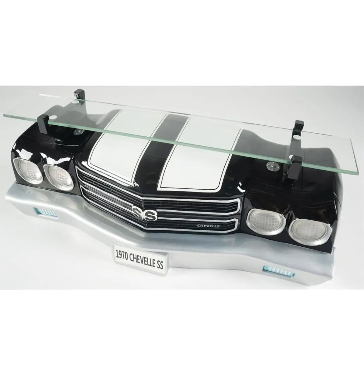 1970 Chevrolet Chevelle Floating Wall Shelf, Black with White Stripes, 19.5 x 7 x 7.5 inches, Car Enthusiast Gift, Muscle Car Decor