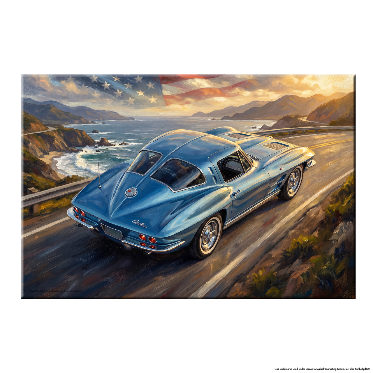 Corvette C2 Rearview Pacific Coast Highway Canvas Wall Art