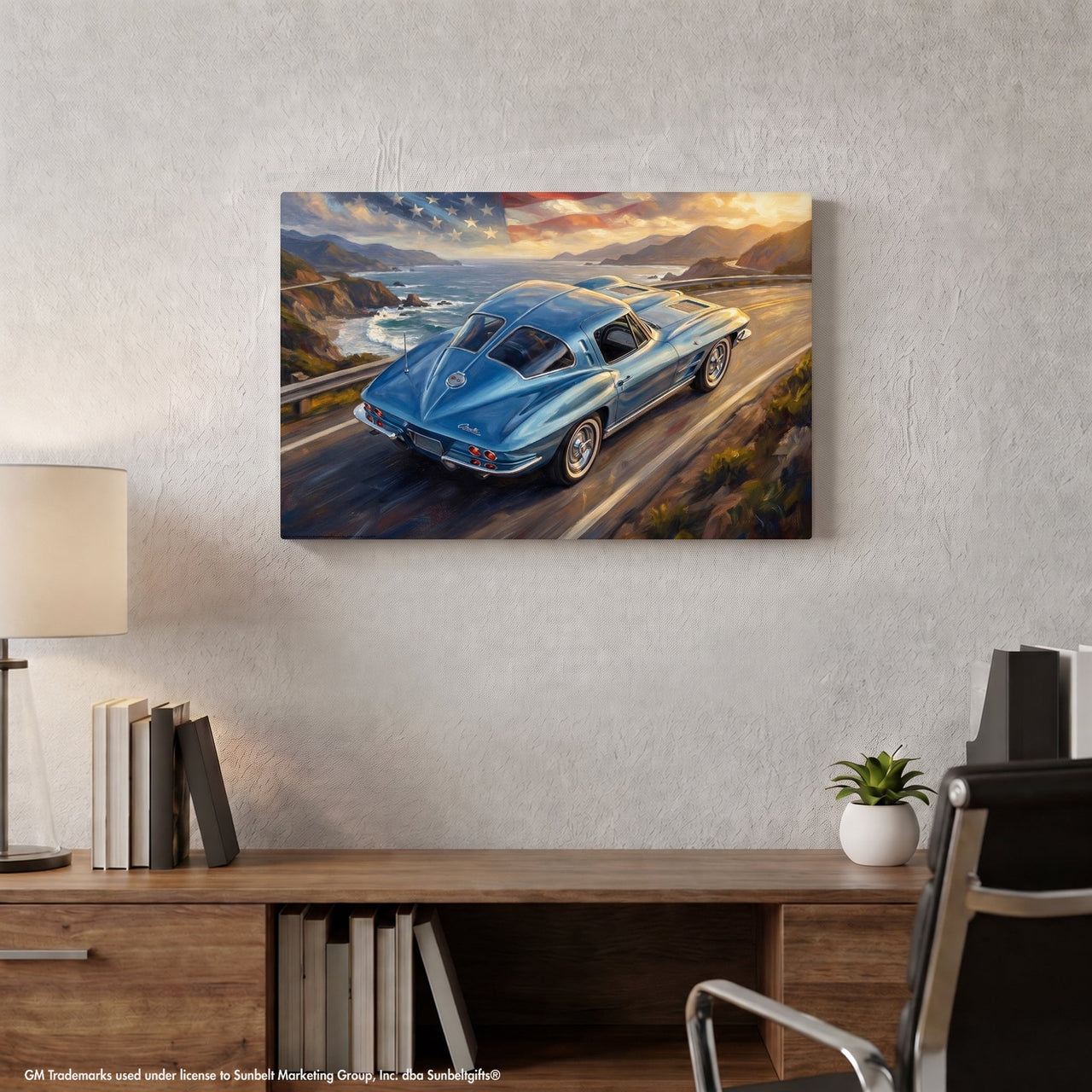 Corvette C2 Rearview Pacific Coast Highway Canvas Wall Art