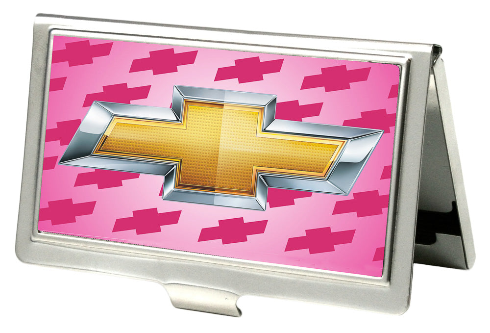 Chevy Gold Bowtie Pink Business Card Holder - Small