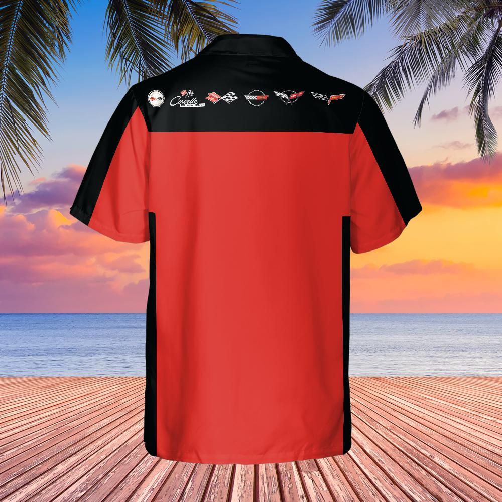 Chevrolet Corvette Hawaiian Shirt Victory Red and Black