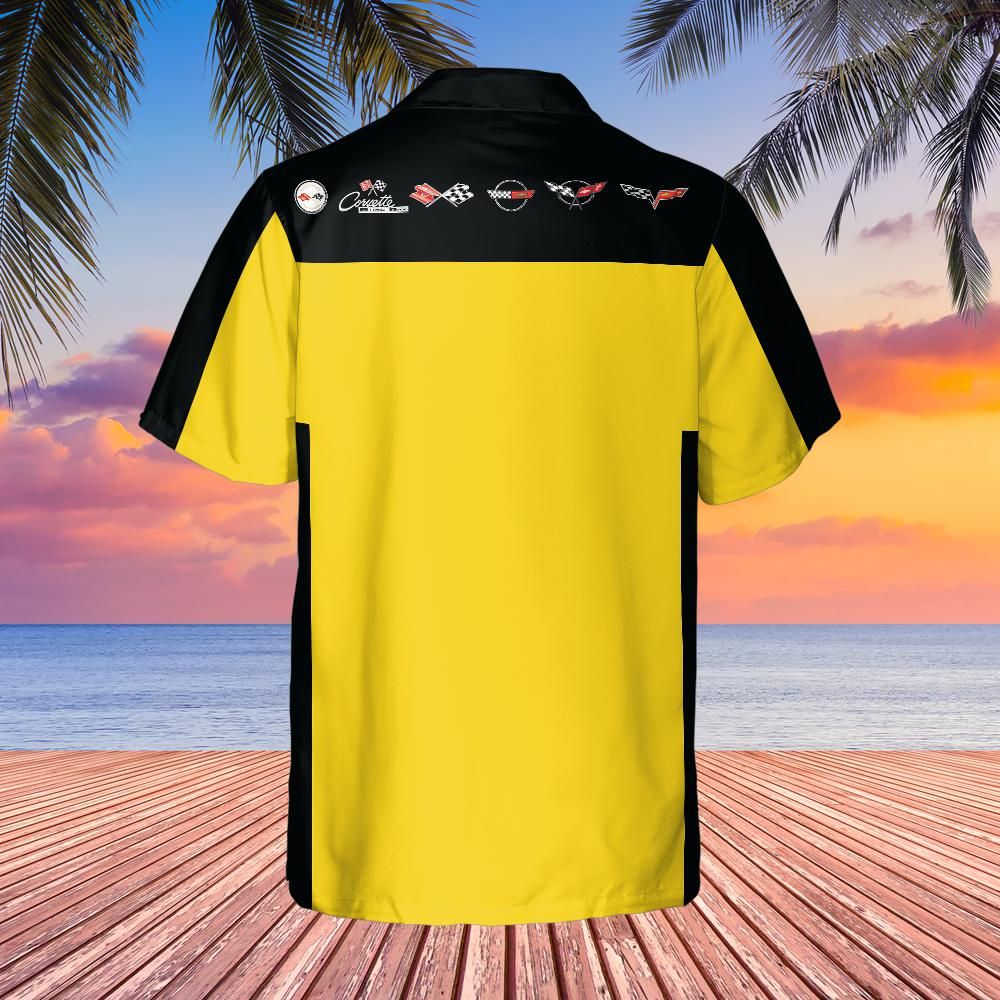 Chevrolet Corvette Hawaiian Shirt Velocity Yellow and Black