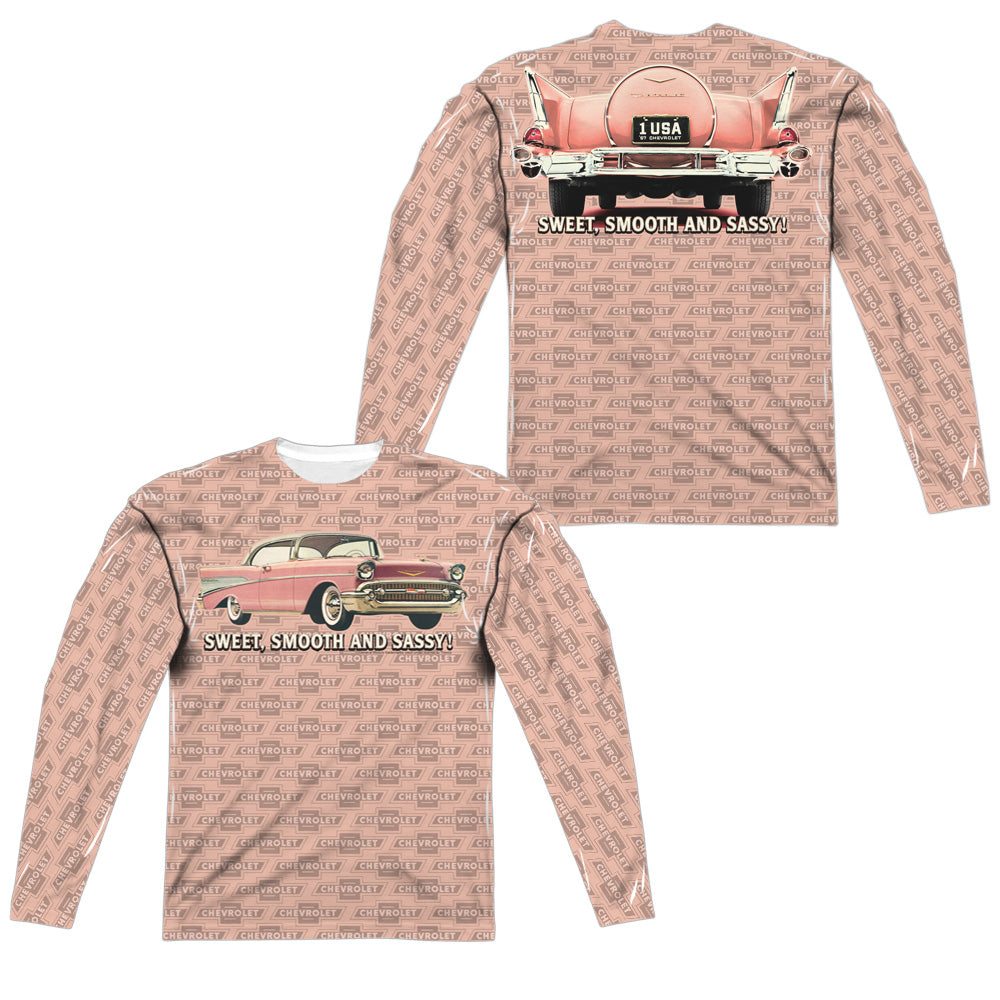 Chevrolet Pink And Black Days (Front/Back Print)-L/S Adult Poly Crew-White