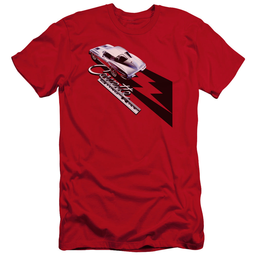 Chevrolet C2 Corvette Split Window Sting Ray - Premium Canvas Slim Fit Tee - Red